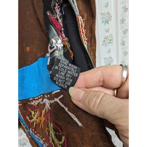 Rising International Jacket WOMENS SIZE M Full Zip Hoodie Boho Rust Nepal Hippie - Picture 10 of 10